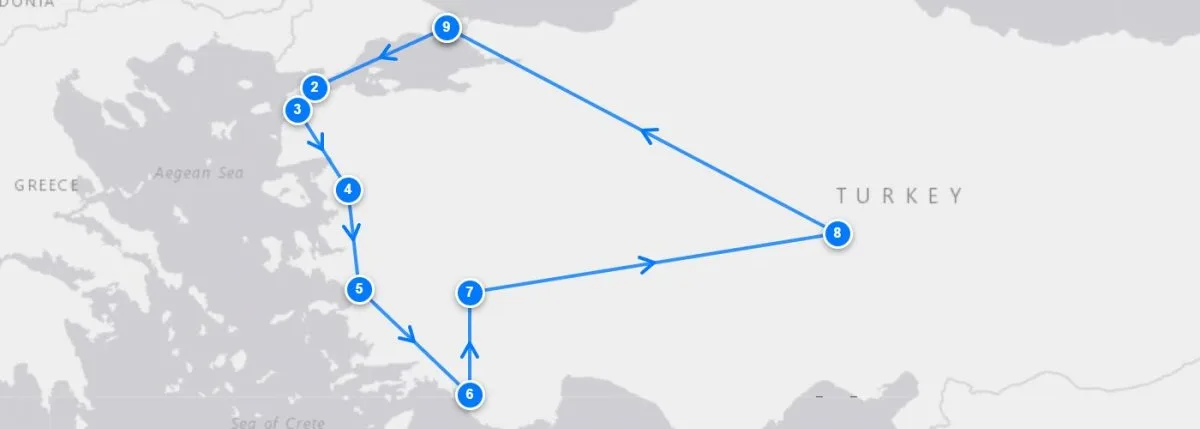 All Around Turkey Tour route map